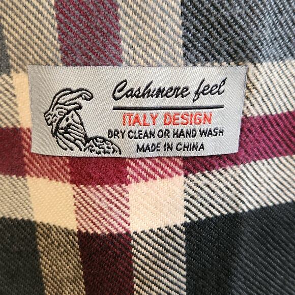 Cashmere Feel Italy Design Plaid Scarf Fringe Academia 67 X 12 Versatile Soft - Picture 5 of 6